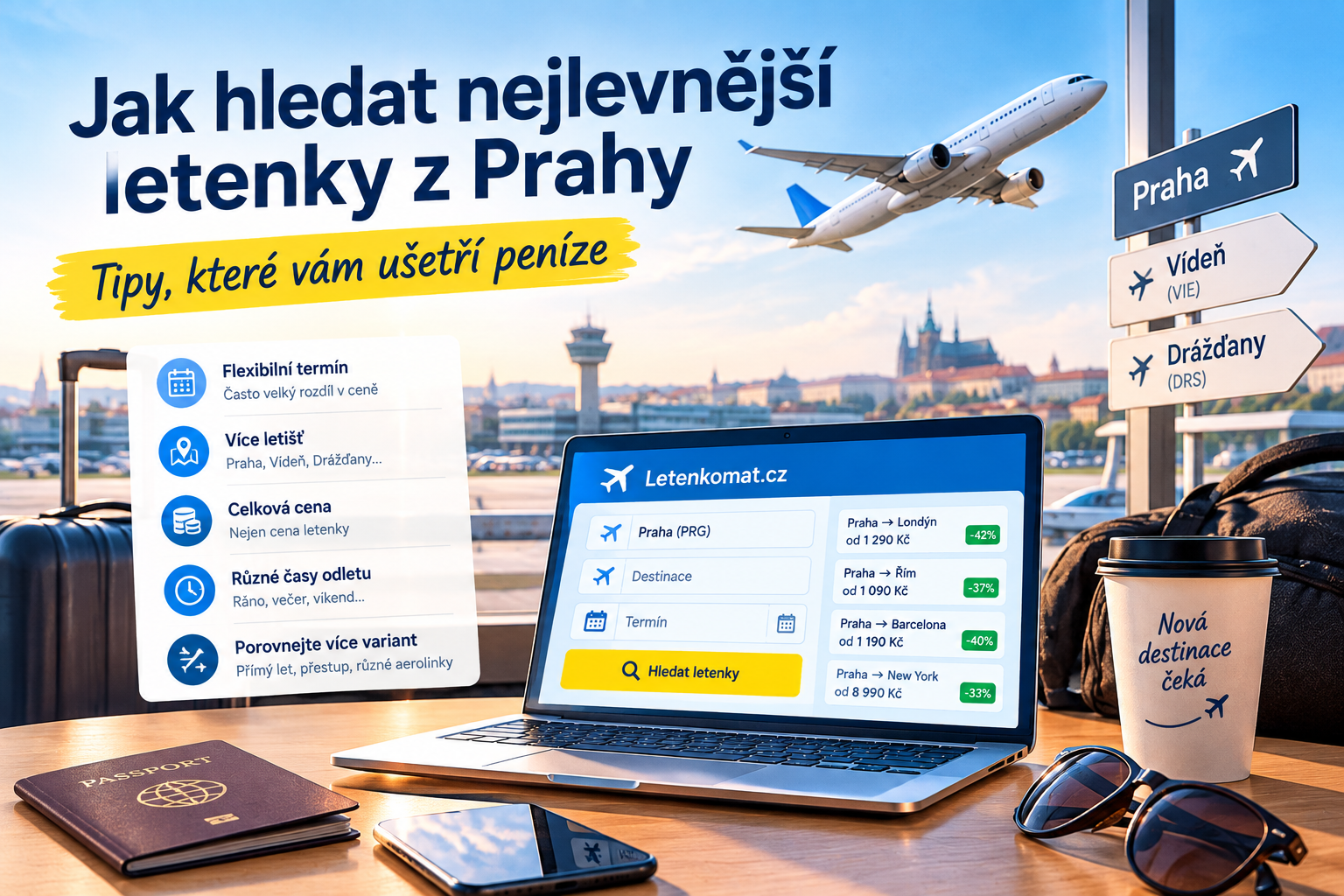 Jak hledat nejlevnější letenky z Prahy